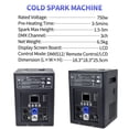 thumbnail image 5 of 2Pack 750W Cold Spark Machine DMX Firework Machine LCD Screen for Wedding Stage Party DJ Disco, Black, 5 of 7