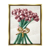 Stupell Industries Balloon Bouquet on Stripes Abstract Painting Gold Floater Framed Art Print Wall Art, 25 x 31