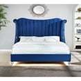 thumbnail image 2 of Tulip Queen 4 Pc Upholstery Bedroom Set Made With Wood In Blue Color, 2 of 14