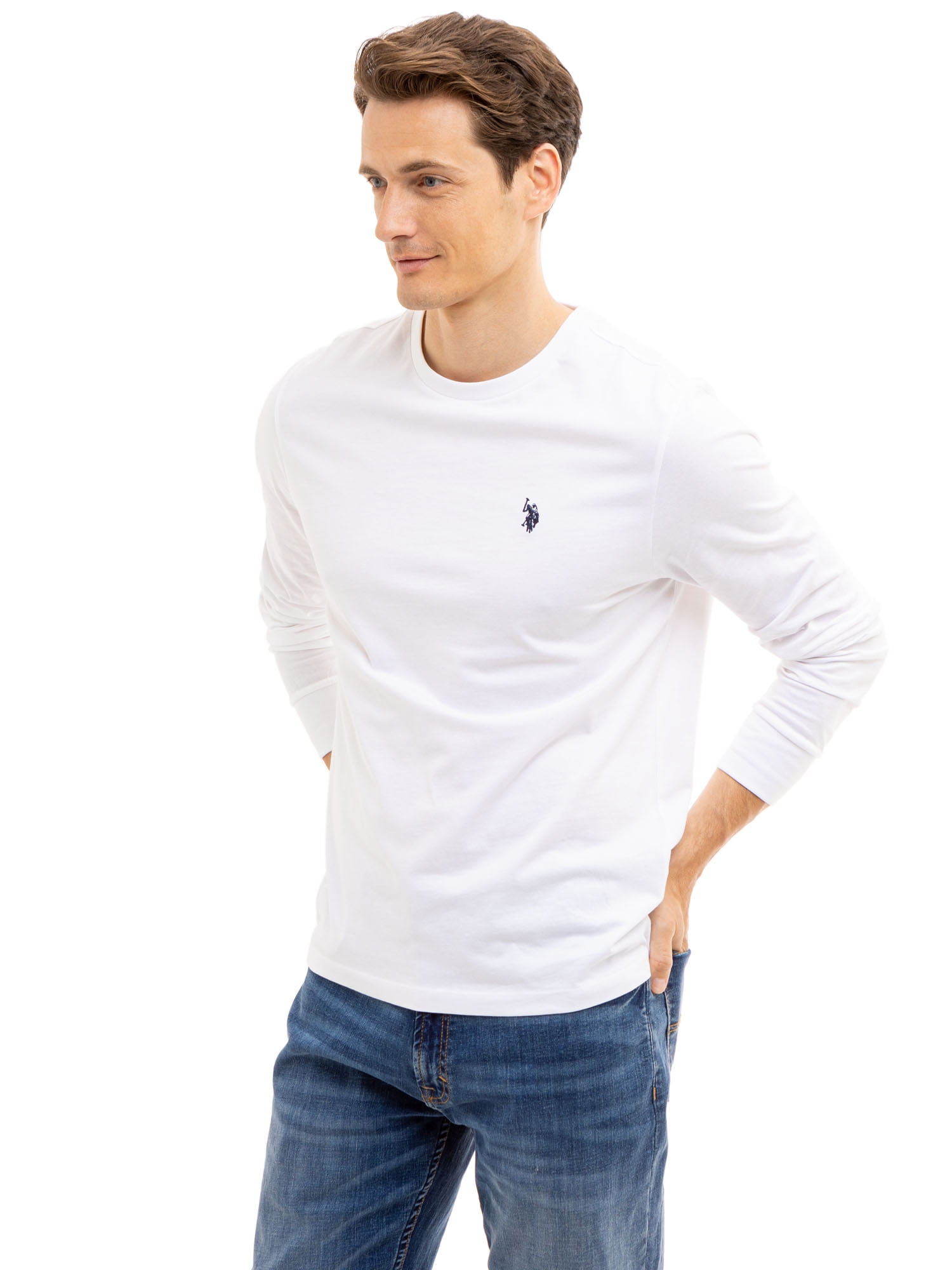 U.S. Polo Assn. Men's Cotton Crewneck Tee with Long Sleeves, Sizes XS-3XL