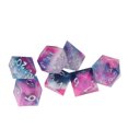 thumbnail image 4 of Juego de dados de 7 Uds., dados poliédricos de colores de resina con remolino de cielo estrellado para juego de mesa, fuente plateada, 4 of 9