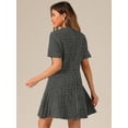 thumbnail image 4 of DARING DIVA Elegant Short Sleeve A-line Plaid Tweed Dress XS Black and White, 4 of 6