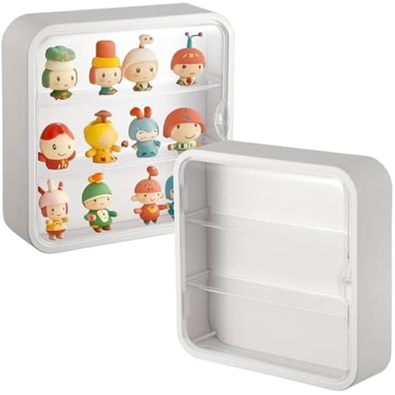 2 PCS Clear Display Cases for Figures, Adhesive Wall Doll Storage Box, Dust and Moisture Proof Wall-Mounted Clear Display Organizer with Door for Collectibles Action Figures