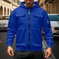 thumbnail image 2 of LUOGENLI Chandails à Capuche Zippés pour Hommes Vert Classique Mode Chandail à Capuche avec Poche avant Style Cardigan Léger pour Tenue Décontractée Chandails à Capuche pour Hommes Graphique Country Bleu Taille P, 2 of 4
