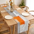 thumbnail image 5 of Orange Gray Abstract Table Runner 13x90 inch Watercolor Graffiti Art Cotton Linen Dining Table Runner Ideal for Dresser Kitchen Coffee Tables - Machine Washable, 5 of 9