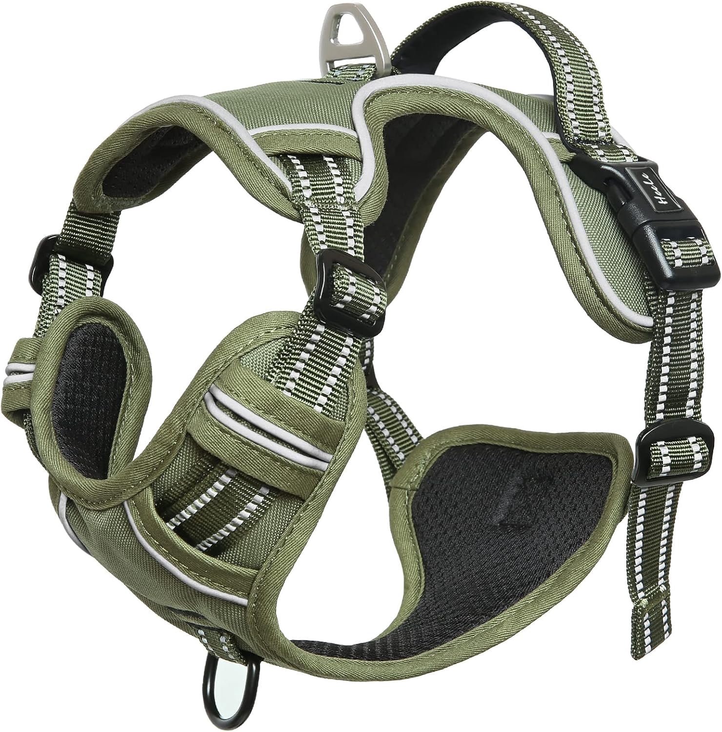 Dog Harness, Dog Harness for Small Medium Large Dogs No Pull Adjustable Padded Reflective Harness with Handle for Walking Training, Green, S