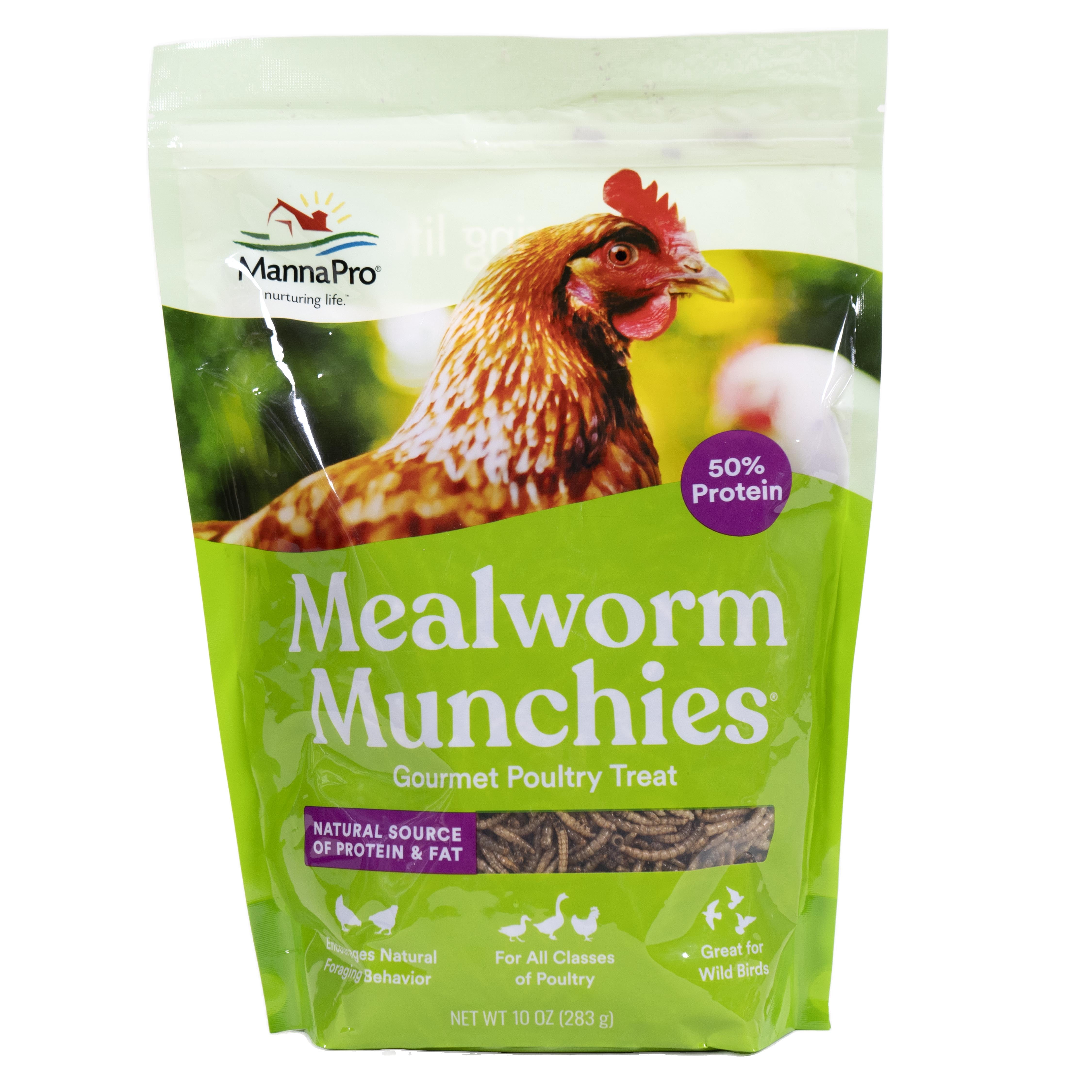 Manna Pro Mealworm Munchies Dried Mealworm Poultry Treat 10 Oz