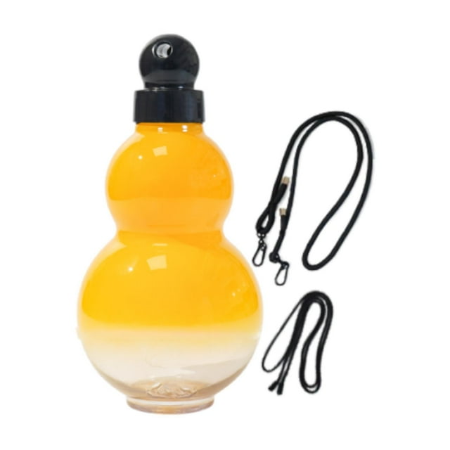 Botella de agua deportiva Gourd de 900 ml, adorable, con correa de transporte. Amarillo