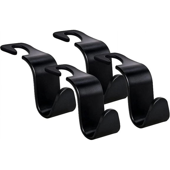 Car Seat Headrest Hook Hanger 4 Pack Storage Organizer Portable for Shopping bag Purse Jacket Fit Universal Vehicle Cars Black S Type