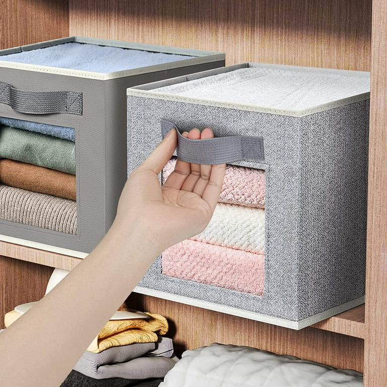 Storage Cubes 12x12 Fabric Storage Bins 4 Pack Storage Baskets with  Handles, Foldable Storage Cubes Box for Closet, Shelf, Nursery, Cloth Boxes  for