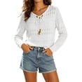 thumbnail image 3 of Asxite Women Summer Tops Long Sleeve Knit Crochet Cover Up Beach Swimsuit Bikini Solid Sheer Shirts, 3 of 7