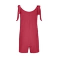 thumbnail image 4 of REORIAFEE Women's Short Overalls Summer Casual Square Collar Sleeveless Romper Solid Color Sling Work Jumpsuit for Women Double Pocket Bib Jumpsuit Loose Suspender Jumpsuit Red XXL, 4 of 7