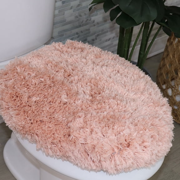 Soft Microfiber Bathroom Toilet Lid Cover, Machine Washable Seat Covers, Stays in Place Rubber Backing, Fits Most Round, Elongated and Oblong Lids, Home Decor Accessories, 18x18, Coral