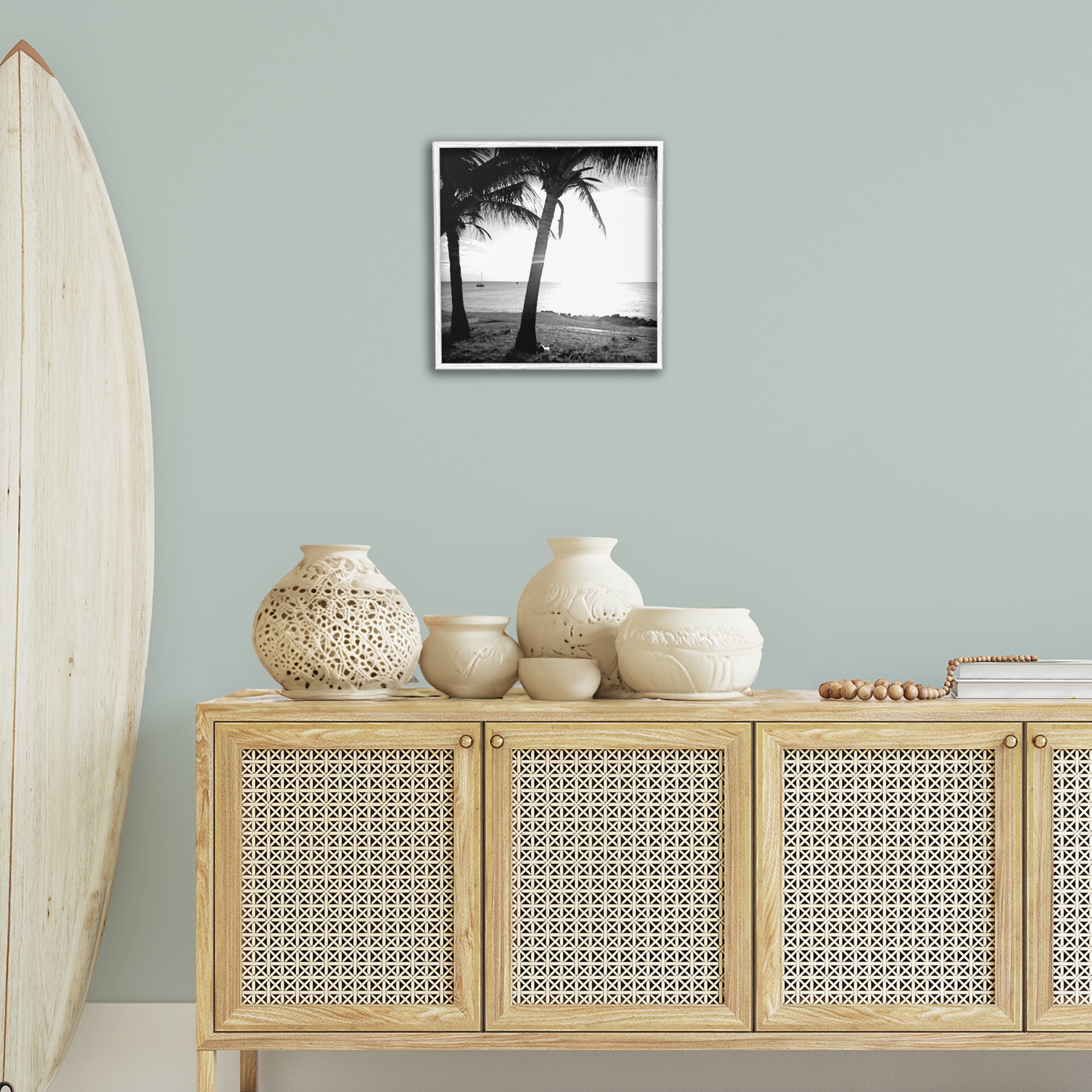 Stupell Industries Palm Tree Silhouettes Coastal Photography White Framed Art Print Wall Art, 17 x 17