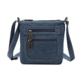 thumbnail image 1 of Bolso de mezclilla informal Bolso bandolera retro Bolso de hombro de color sólido Bolso de almacenamiento cuadrado con cremallera para mujeres Señoras, 1 of 5