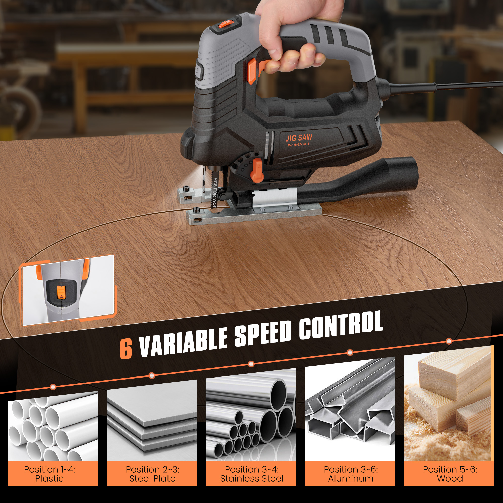 Naipo Engindot 800W Jigsaw with 6 Variable Speed and Laser photo 5
