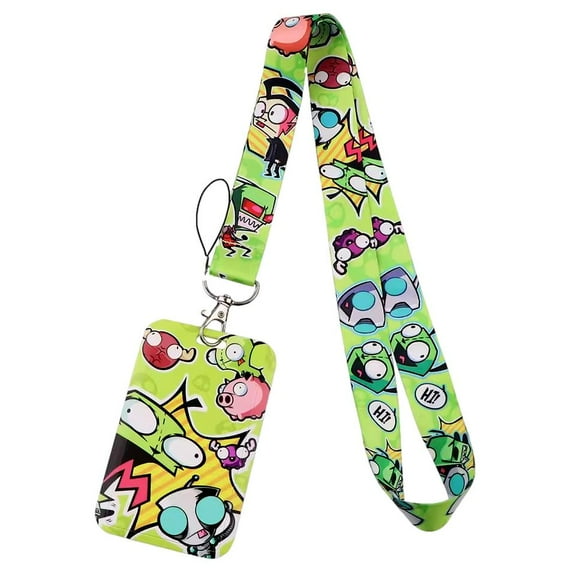 Invader Zim Cartoon Characters with ID Holder Lanyard Keychain