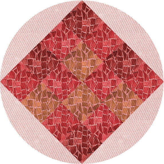Ahgly Company Indoor Round Patterned Deep Rose Pink Area Rugs, 4' Round