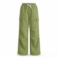 thumbnail image 3 of Liyamei Girls Elastic Waist Wide Leg Cargo Pants for Kids Outdoor Play Size 5-14 Years, 3 of 5