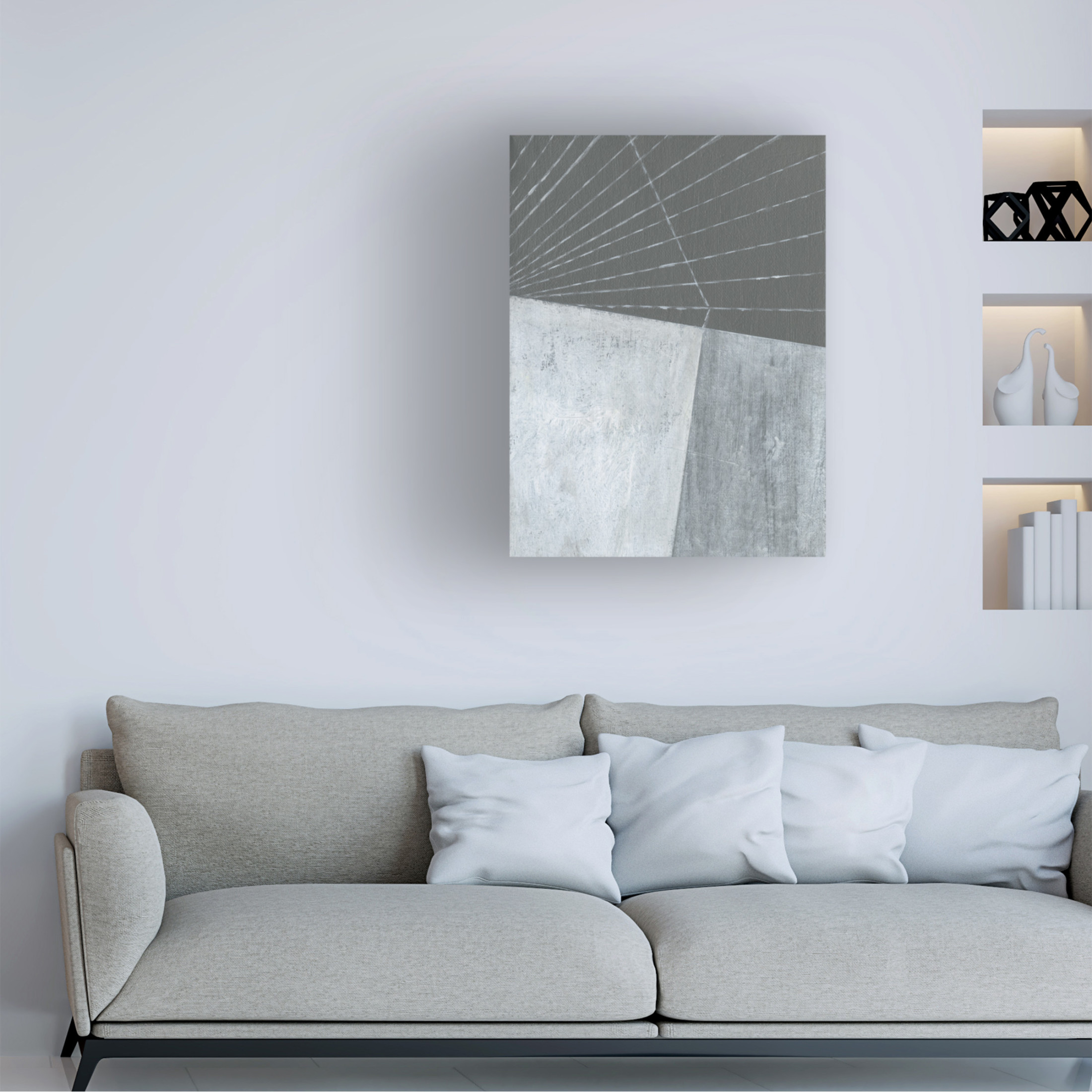 Canvas Wall Art - Jodi Fuchs 'Gray Matter Lines I' Wall Art for Living Room, Bedroom, or Office Décor by Trademark Fine Art - 24 x 32 Inches