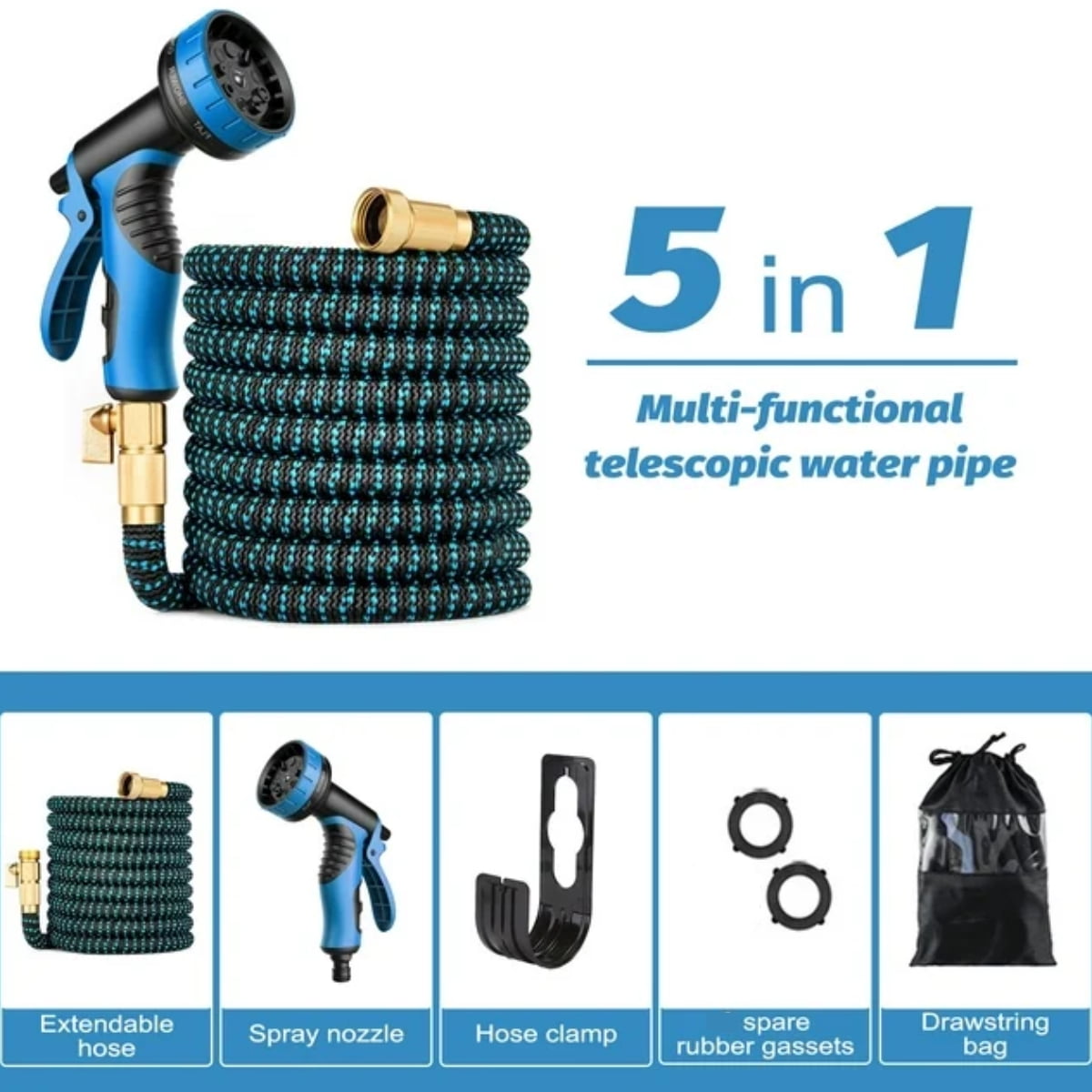 Garden Hose 100ft Kink-Free for Outdoor Water Hose Upgraded Leakproof Lightweight No-Kink 100ft Garden Hose