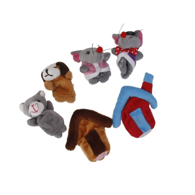 Ensemble de 6 Marionnettes à Doigts - the Tale Country Mouse et the City Mouse
