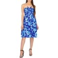 thumbnail image 2 of HAPPY BAY Women's Summer Boho Beach Smocked Mini Flowy Dress Tube Top Strapless Dresses for Women L-XL Sapphire, Floral, 2 of 5