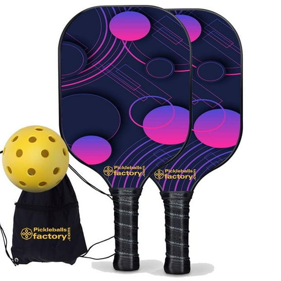 Pickleball Factory PB0008-1-C Pickleball Paddle Set - Wave Point Pickleball Equipment, Driveway Pickleball Set, Carbonfiber Graphite