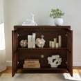 thumbnail image 2 of Hassch 2-Door Buffet Sideboard, Rattan Storage Cabinet, Accent Cabinet with Outlet Holes, Modern Coffee Bar Cabinet, Credenza for Kitchen, Hallway, Dining Room, Living Room, Easy Assembly, Walnut, 2 of 7