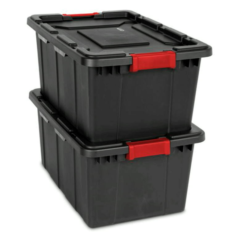 Bella Storage 15 Gallon Black Plastic Red Latches Black Lid Tote Set of 6 -  AliExpress