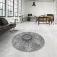 thumbnail image 3 of Ahgly Company Indoor Round Patterned Ash Gray Area Rugs, 4' Round, 3 of 6