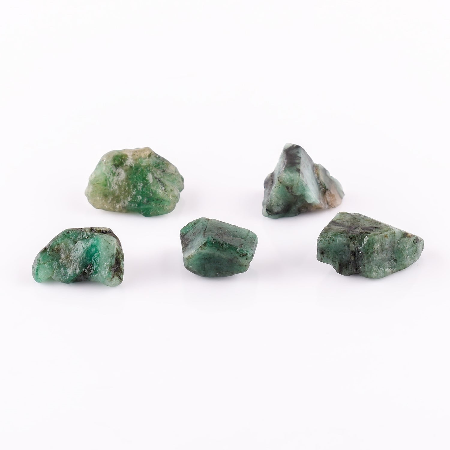 QNAVIC 5pcs Natural Raw Emerald Rough Gemstone Wholesale Bulk Lot, Birthstone, Energy DIY Craft Stone, Raw Healing Crystals, Loose Gemstone for Wire Wrapping, Jewelry Making Supply