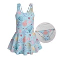thumbnail image 6 of COEQINE Girls One Piece Tank Swimsuit with Skirt & Inner Liner, U Neck & V-Back Wide Strap Swimwear for Beach Play, Family Vacation, for Girls 12-13 Years, Seashell Starfish Coral Blue, 6 of 8