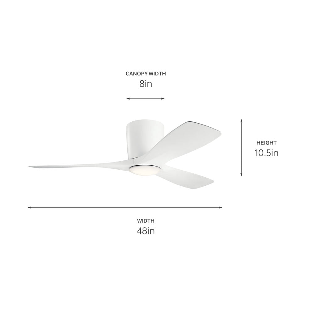 Kichler 300032MWH Volos Contemporary 48" Ceiling Fan With Light In Matte White