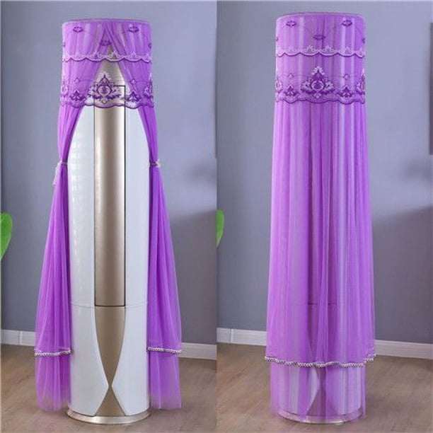Nvzi 1 cubierta cilíndrica para aire acondicionado con borde de hilo, para máquinas de gabinetes verticales que pueden arrancar sin necesidad de quitar la cubierta antipolvo, 180 cm (morado).