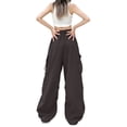 thumbnail image 4 of Cargo Pants for Women Wide Leg Baggy Hiking Pants Lightweight High Waisted Drawstring Straight Leg Cargo Work Pant, 2XL, 4 of 6