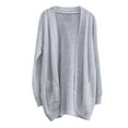 thumbnail image 4 of Ogiraw Womens Tops Cardigan for Women Cardigan Sweaters for Women Women's Solid Color Curved Placket Large Pocket Sweater Cardigan Jacket Gray, 4 of 4