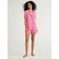 Joyspun Women’s Short Sleeve Notch Collar Top and Shorts Knit Pajama
