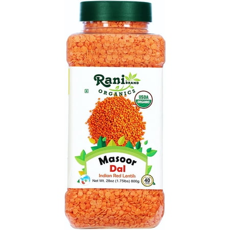 Rani Organic Masoor Dal (Red Split Lentils) 28oz (800g) PET Jar ~ All Natural | Vegan | Gluten Friendly | NON-GMO | Indian Origin | USDA Certified Organic