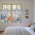 thumbnail image 3 of Blue Coastal Kitchen Curtain for Berdoom Living Room Cafe 45 Inch Length, Summer Beach Starfish Weeping Eucalyptus Vintage Tiers Curtains Light Filtering Drapes Window Treatment 2 Panels 52"Wx45"L, 3 of 8