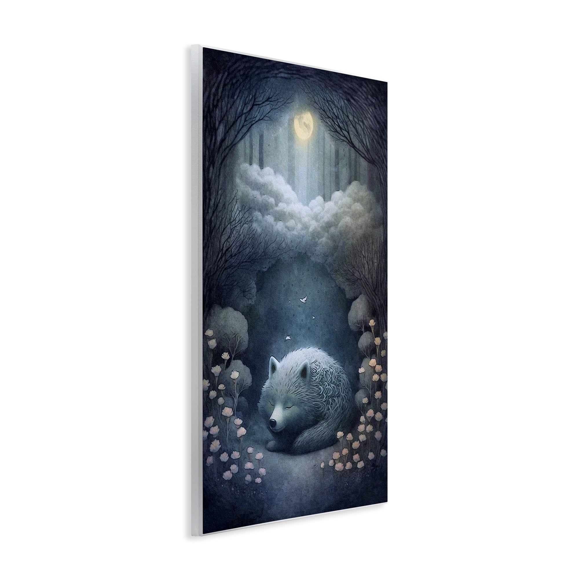 Stupell Industries Mystic White Wolf Landscape Painting Unframed Art Print Wall Art, 13 x 19
