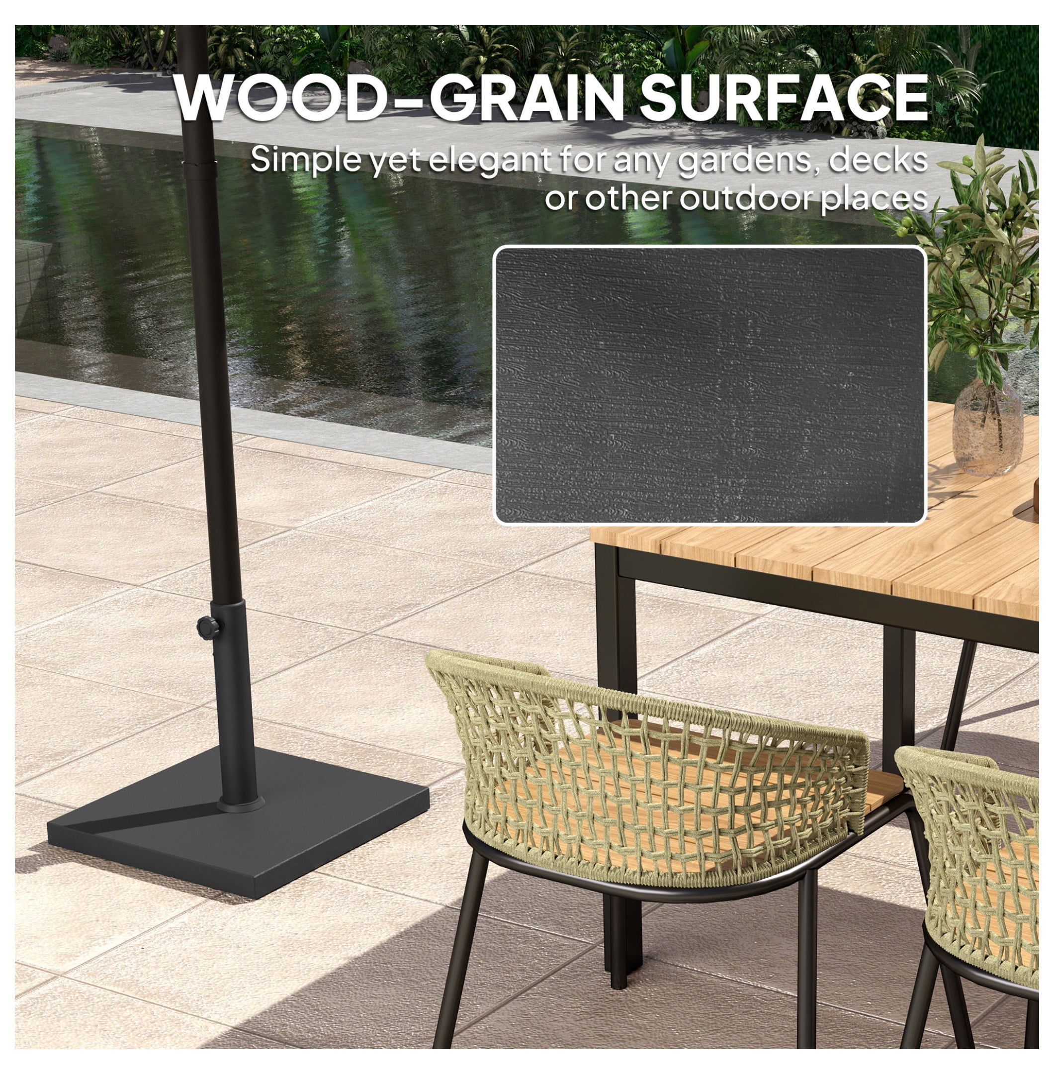 Patio Umbrella Base, 40 lbs Concrete Heavy Duty Umbrella Base, Outdoor Umbrella Stand Patio Umbrella Holder for 1.5"/1.9" Umbrella Poles for Outdoor, Lawn, Poolside, Black