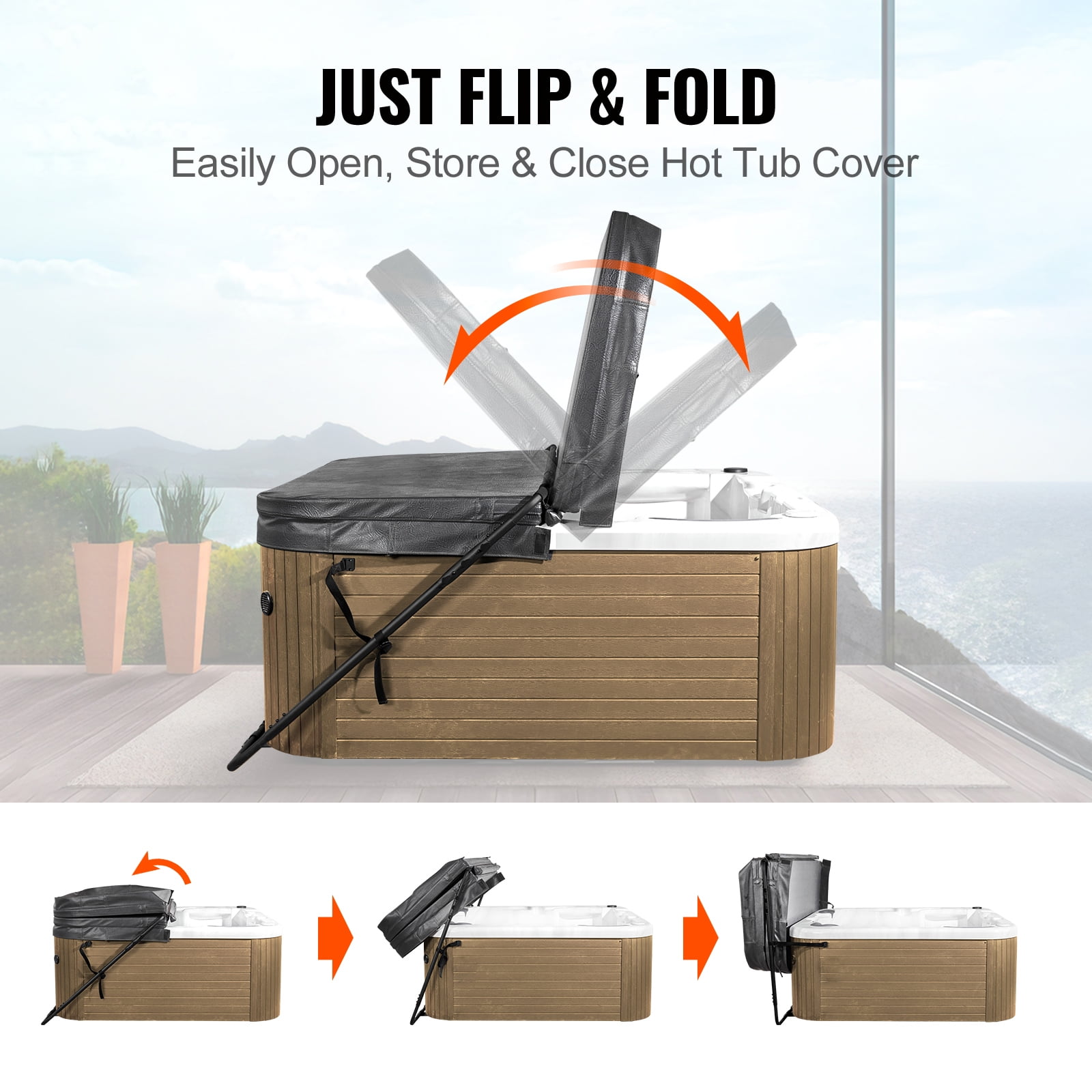 KFFKFF 31.5-41.3 in Hot Tub Cover Lift Height Adjustable for Hot Tub Spa