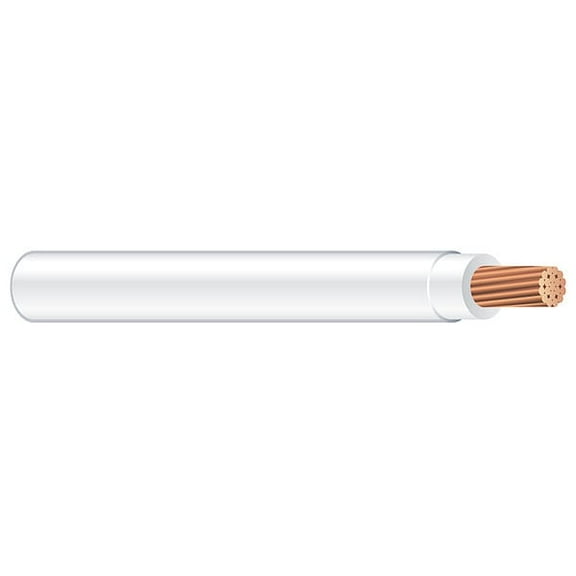 XHHW Building Wire, Copper, 10 AWG, 1C, White, Stranded, 500 ft