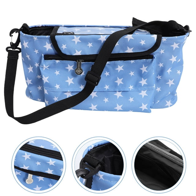 Minkissy Portable Baby Stroller Hanging Bag Quick Release Buckles Blue Polyester 1Set Back to School