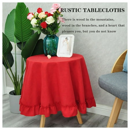 

Symmdiet Linen Cotton Linen Flounce Tablecloth Solid Color Macrame Living Room Coffee Table Cloth Round Table Tablecloth