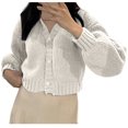 thumbnail image 2 of CaiJunJia Sweaters No Boundaries ,Women's Fashion Button Keep Warm Long Sleeve Solid V-Neck Short Sweater, 2 of 6