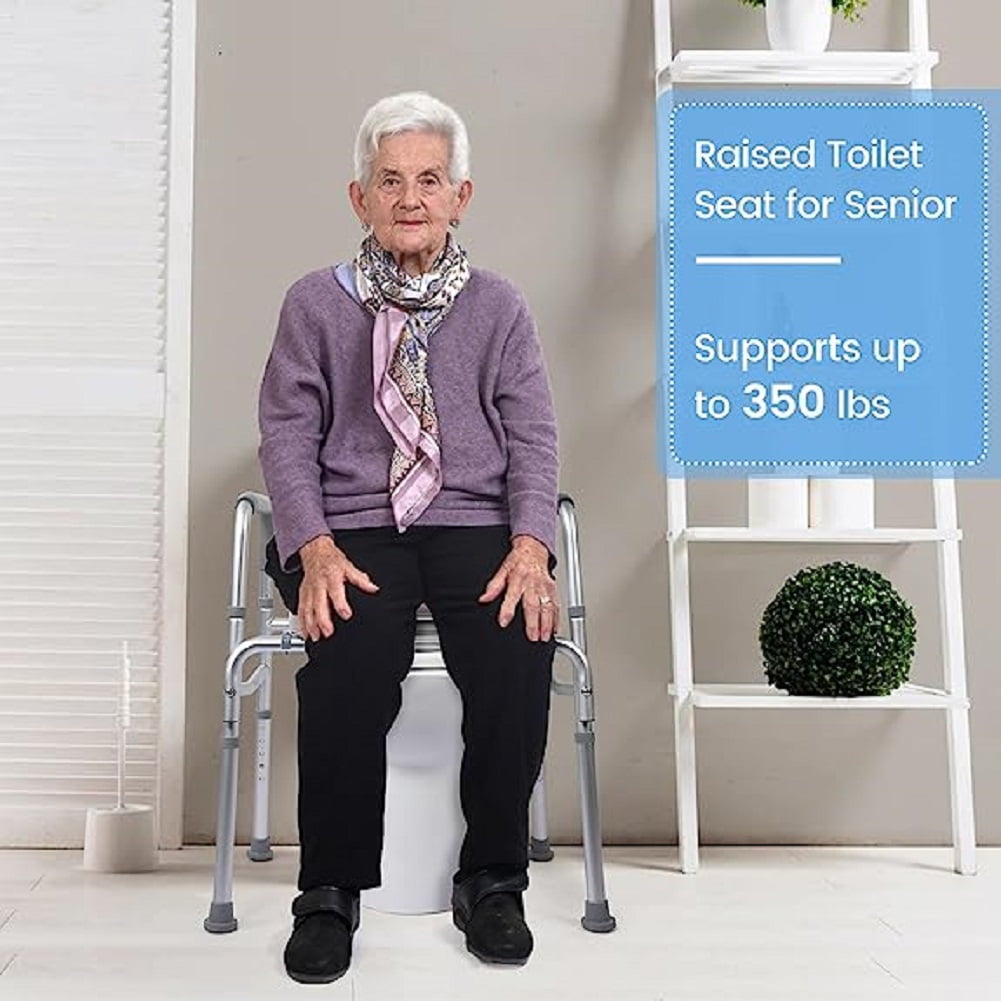 Yiwa 350LB Raised Toilet Seat for Senior, Adjustable Height, Padded Seat for Elderly, Disabled