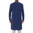 thumbnail image 4 of Caftan Thobe for Men Kurta Set for Men Kaftan for Men Mens Kaftan Mens Kaftan Thobe Button Down Casual Henley Shirts Long Sleeve Robe Cotton Linen Muslim Gown Shirt, Navy-M, 4 of 5