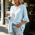 thumbnail image 4 of Warop Women's Cardigan Sweaters Ruffle 3/4 Sleeve Casual Openwork Knit Sweater Tops Oversized Fall Coat, 4 of 6